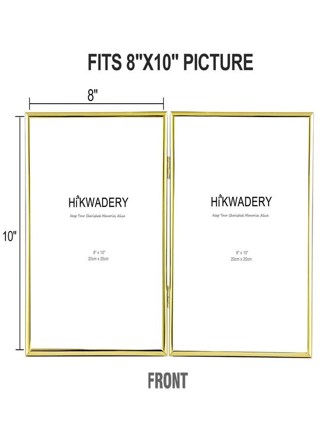 HIKWADERY 8x10 Picture Frame Double Hinged Folding, Elegant Thin Edge Metal Real Glass 8 by 10 Photo Frames, for Tabletop and Wall Display, Christmas Day Gift Home Decorative (8 x 10, Gold) - Image 3